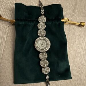Elegant Silver-Tone Watch with Crystal Accents